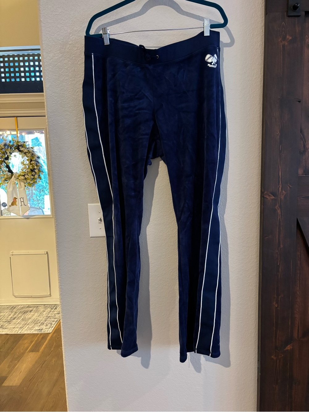 Juicy Couture Pickleball Navy Track Pants with White Side Piping XXL